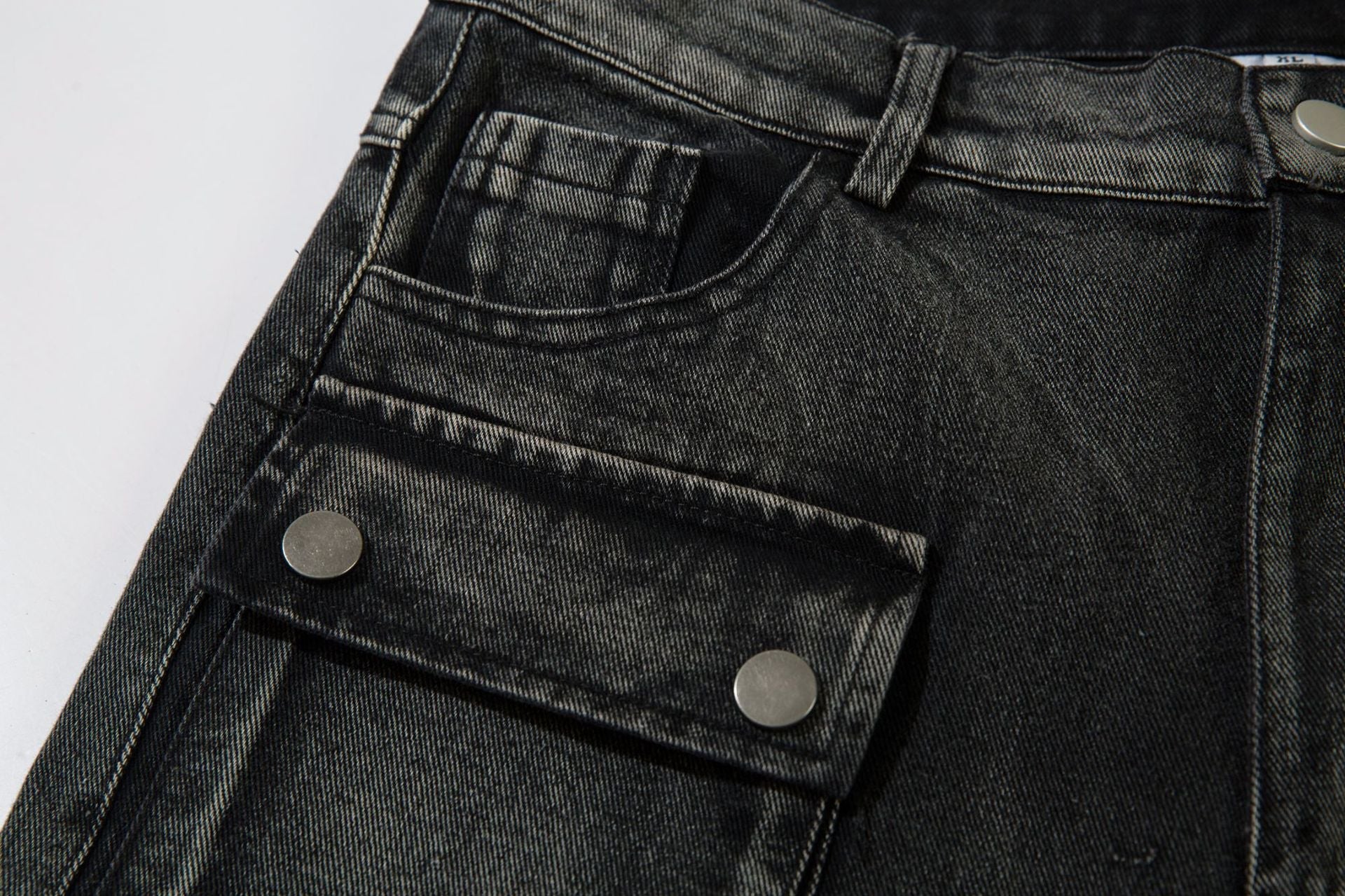 Cargo Pocket Embroidery Wide Leg Denim Jeans