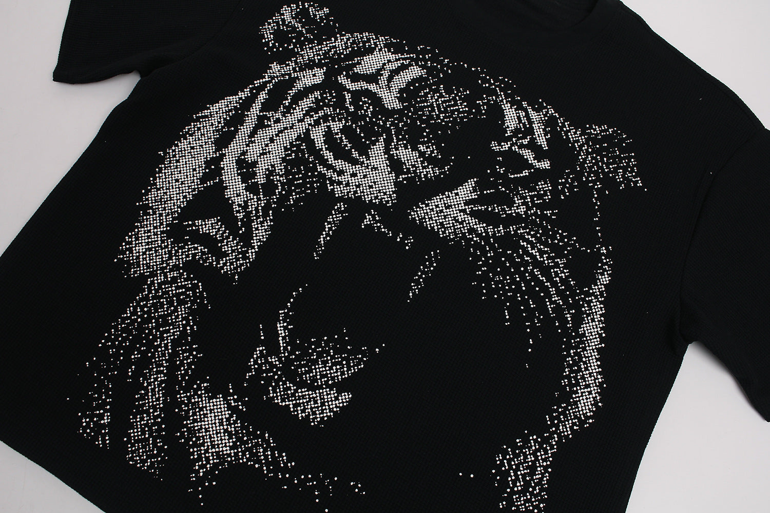 Graffiti Tiger Print Waffle Oversize Short Sleeve T-Shirt