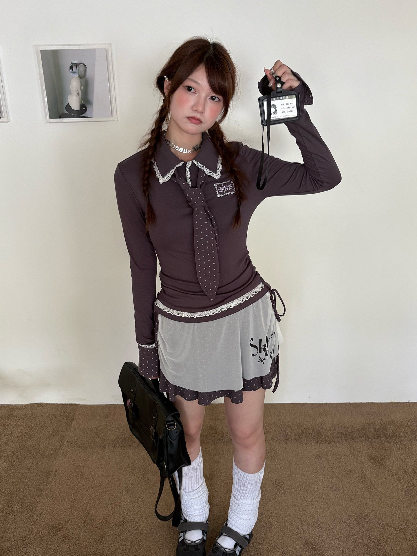 Lace Patchwork Splice Long Sleeve Shirt
