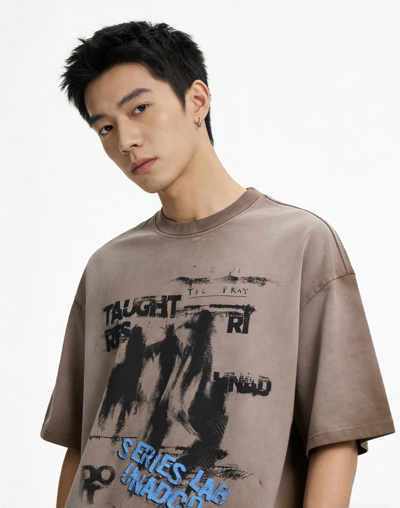 Dark Graffiti Print Short Sleeve T-Shirt