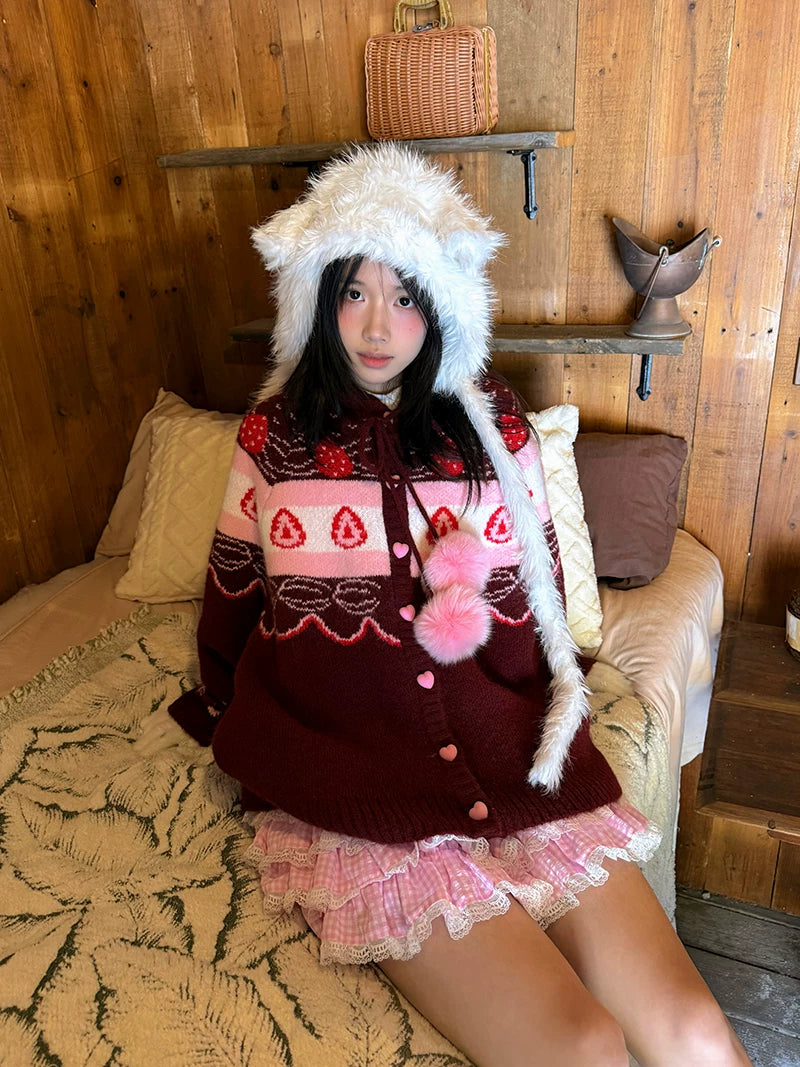 Strawberry Cake Knit Cardigan