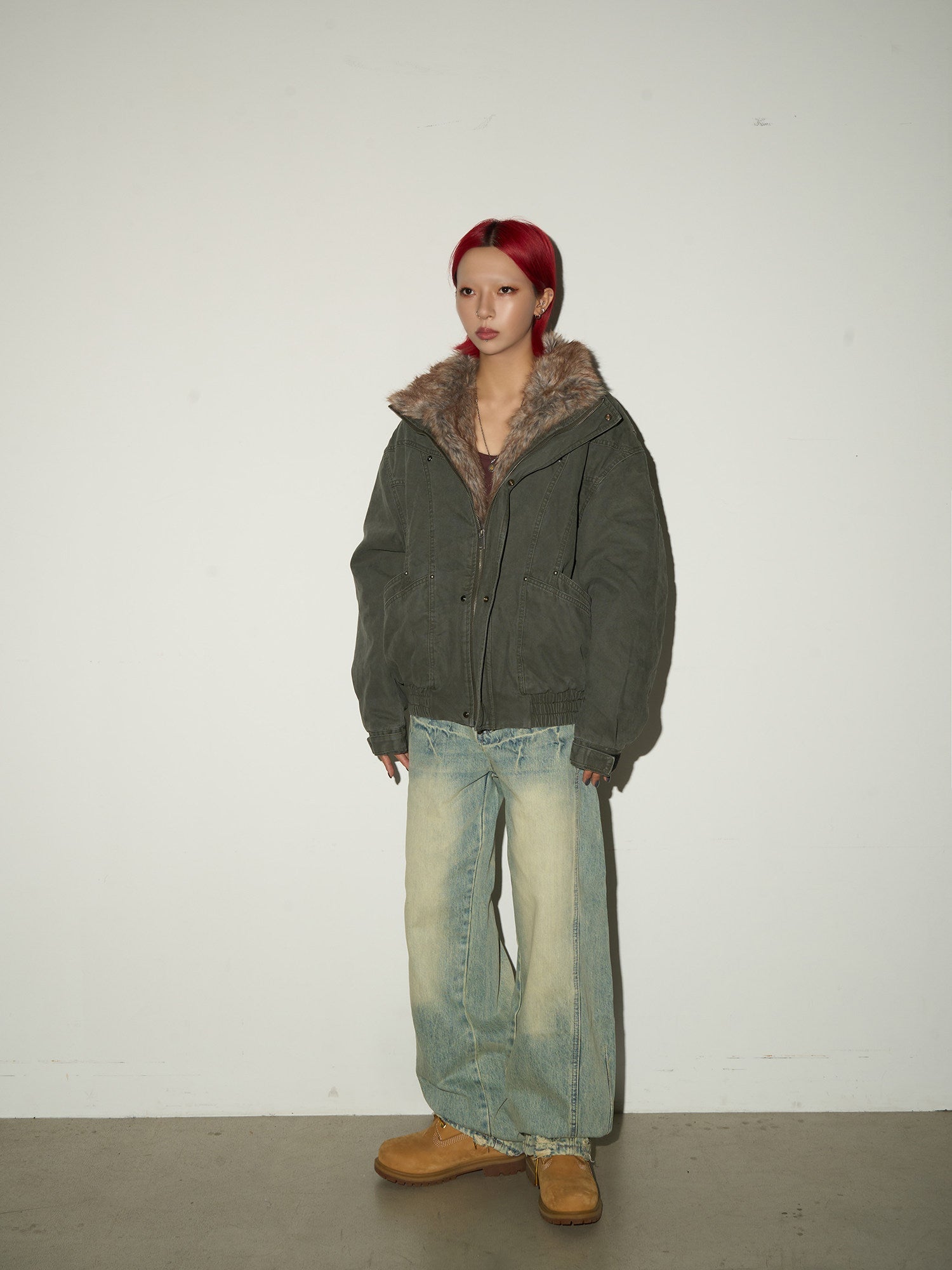Washed Wide Leg Denim Jeans