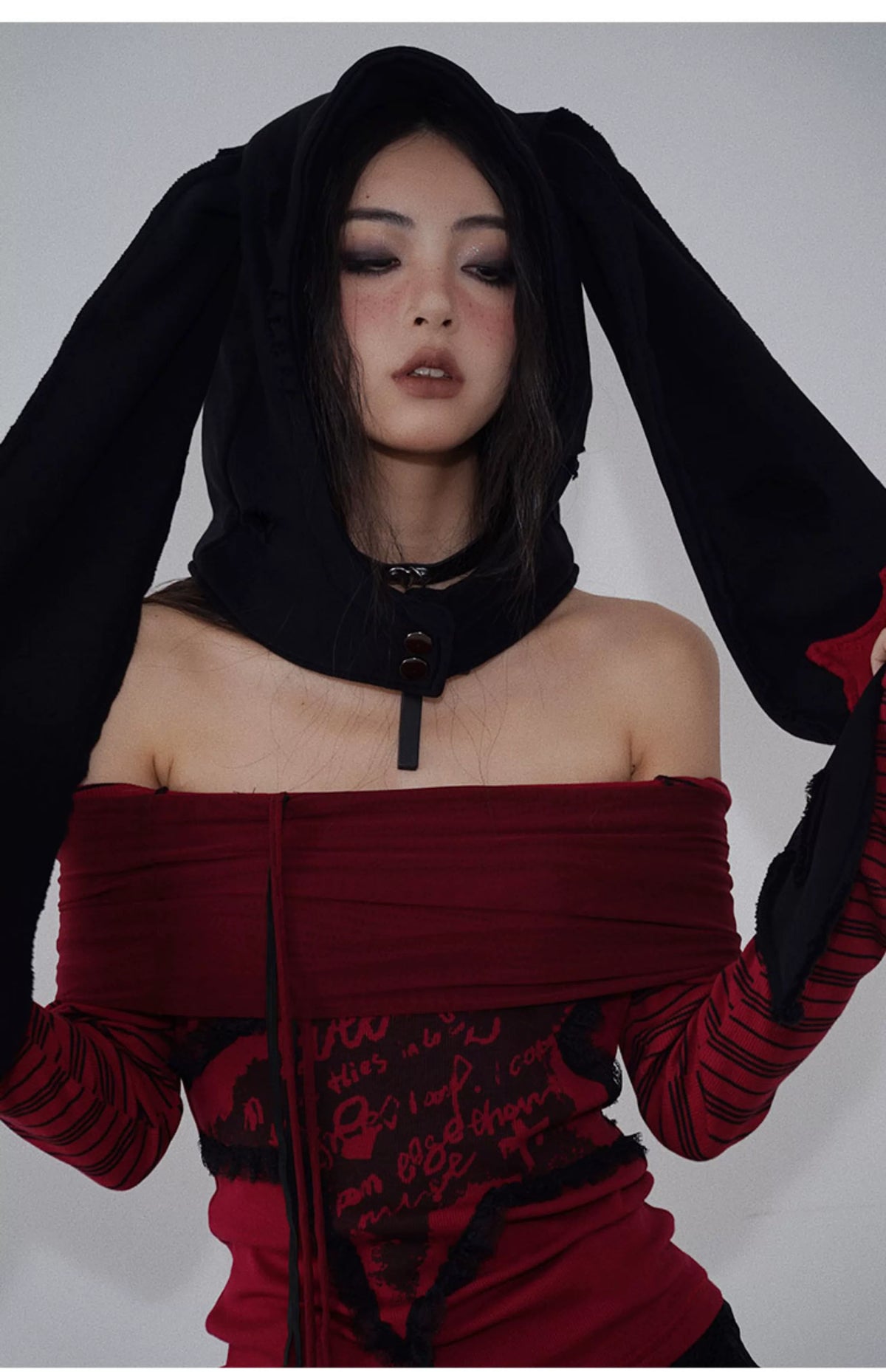 Red & Black Star Hat Scarf