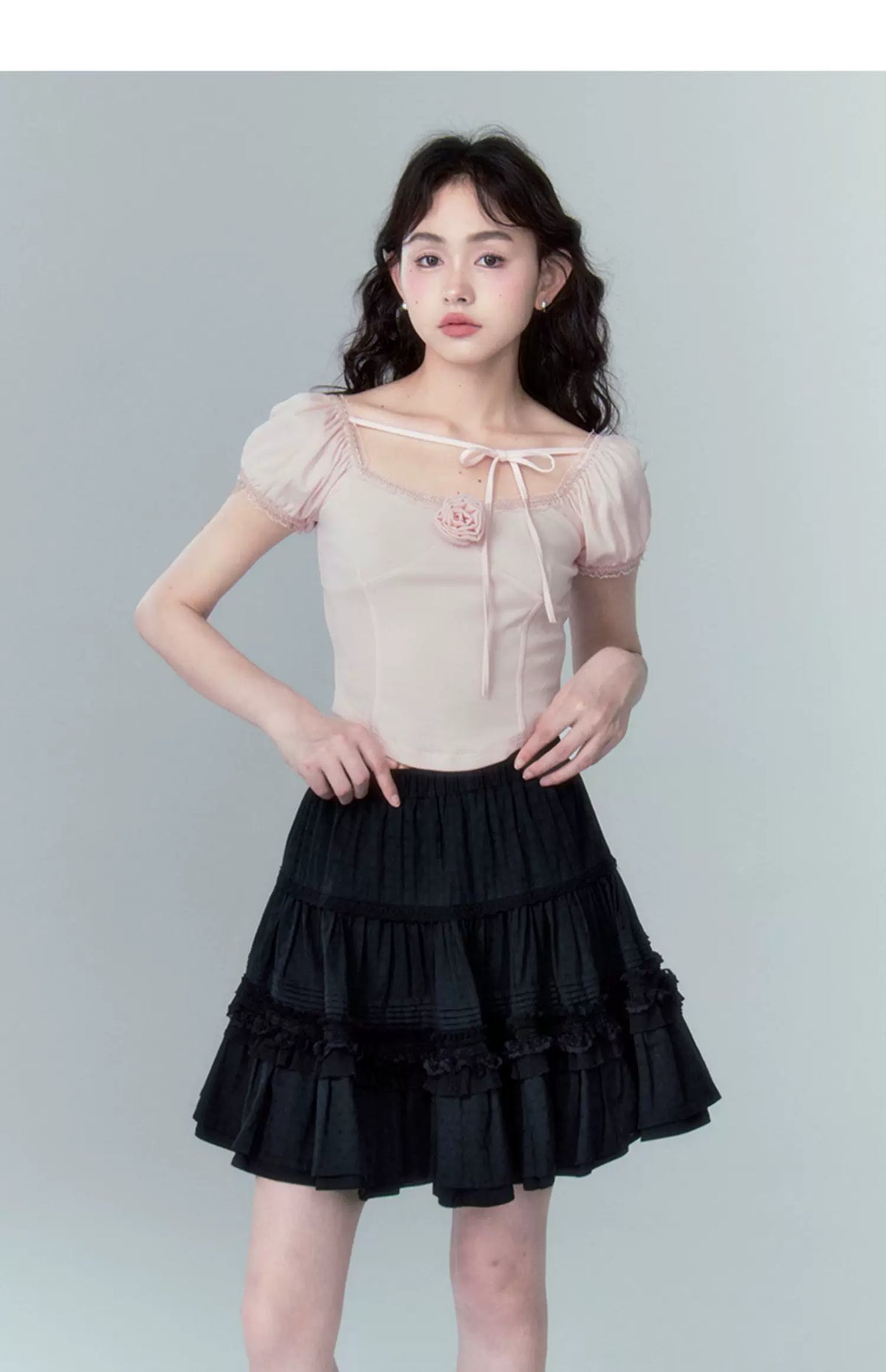 High Waist Jacquard Lace Fluffy Short Skirt