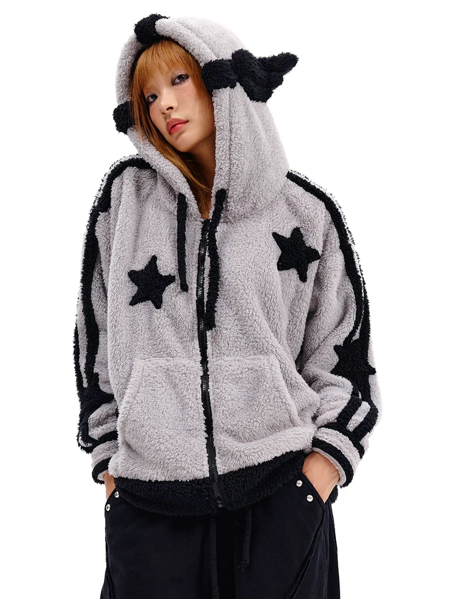 Angel Design Boa Zipper Hoodie