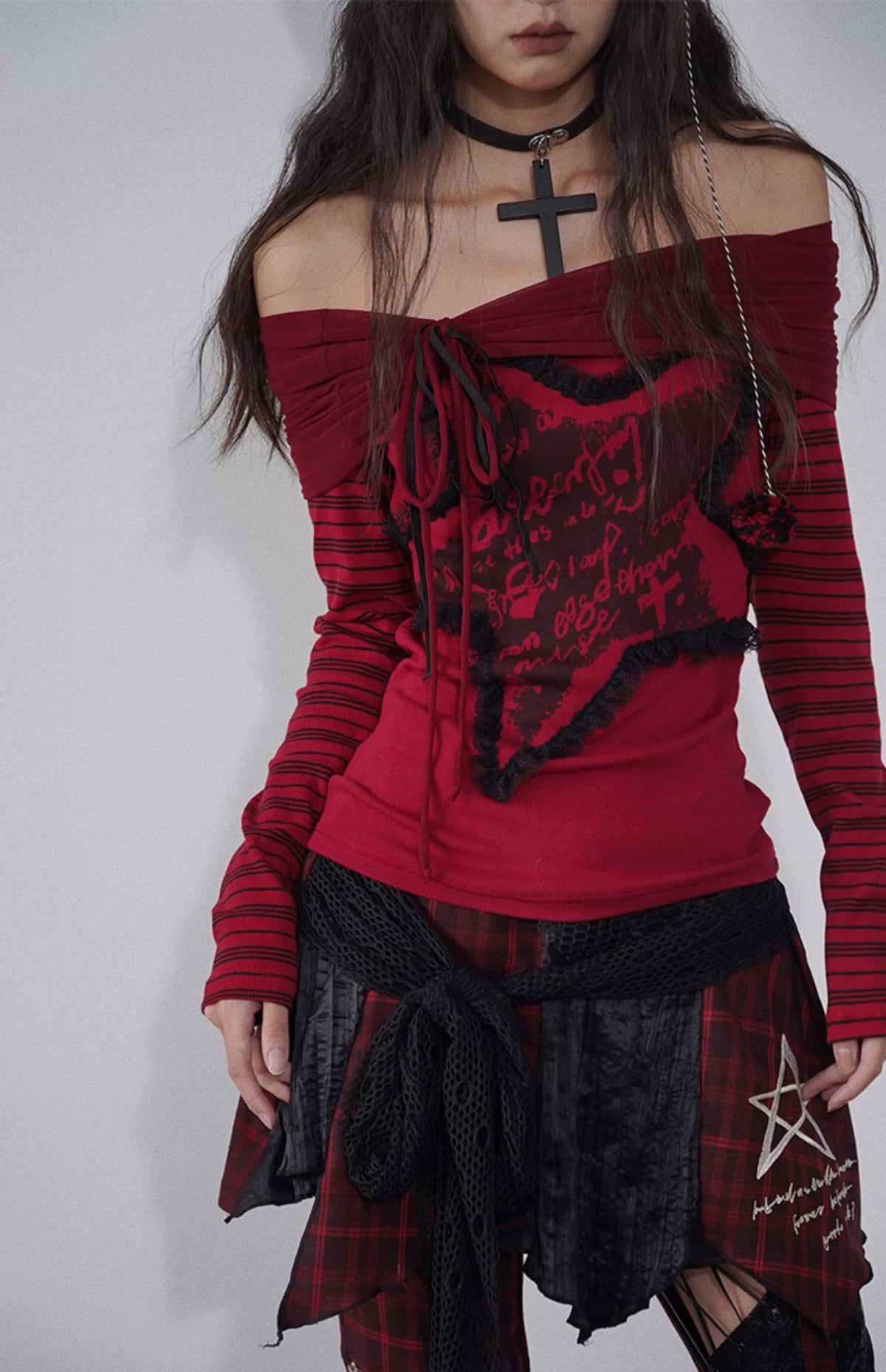 Patchwork Irregular Plaid Layered Short Skirt