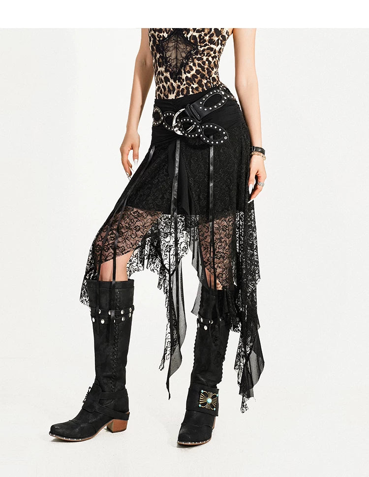 Cutout Ring PU Leather Furry Belt