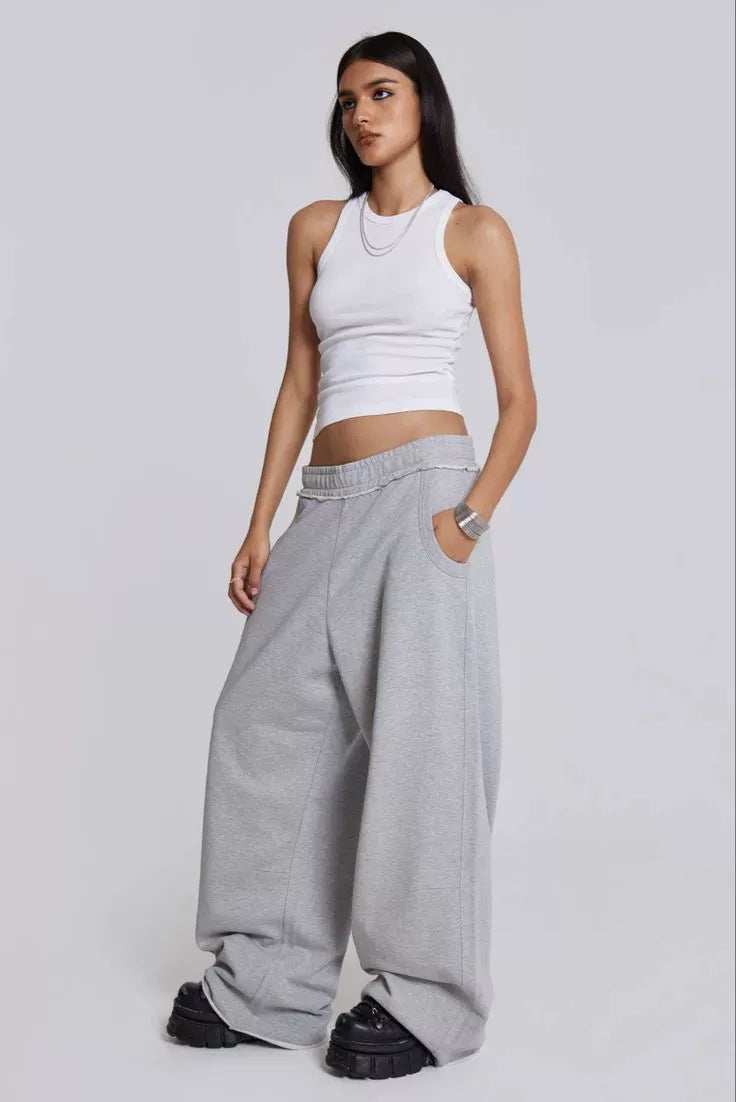 Pantalones deportivos holgados grises de TikTok de moda