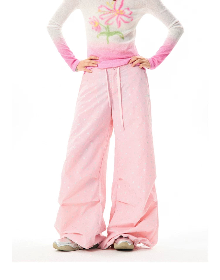Allover Star Print Wide-Leg Pants