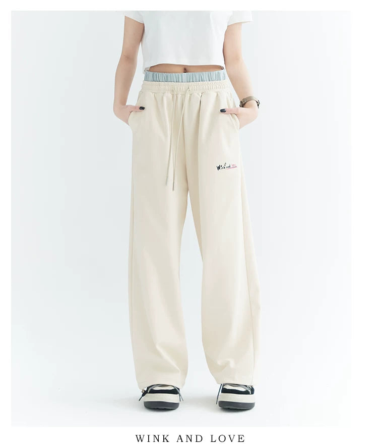 Double Waist Casual Straight Sweatpants