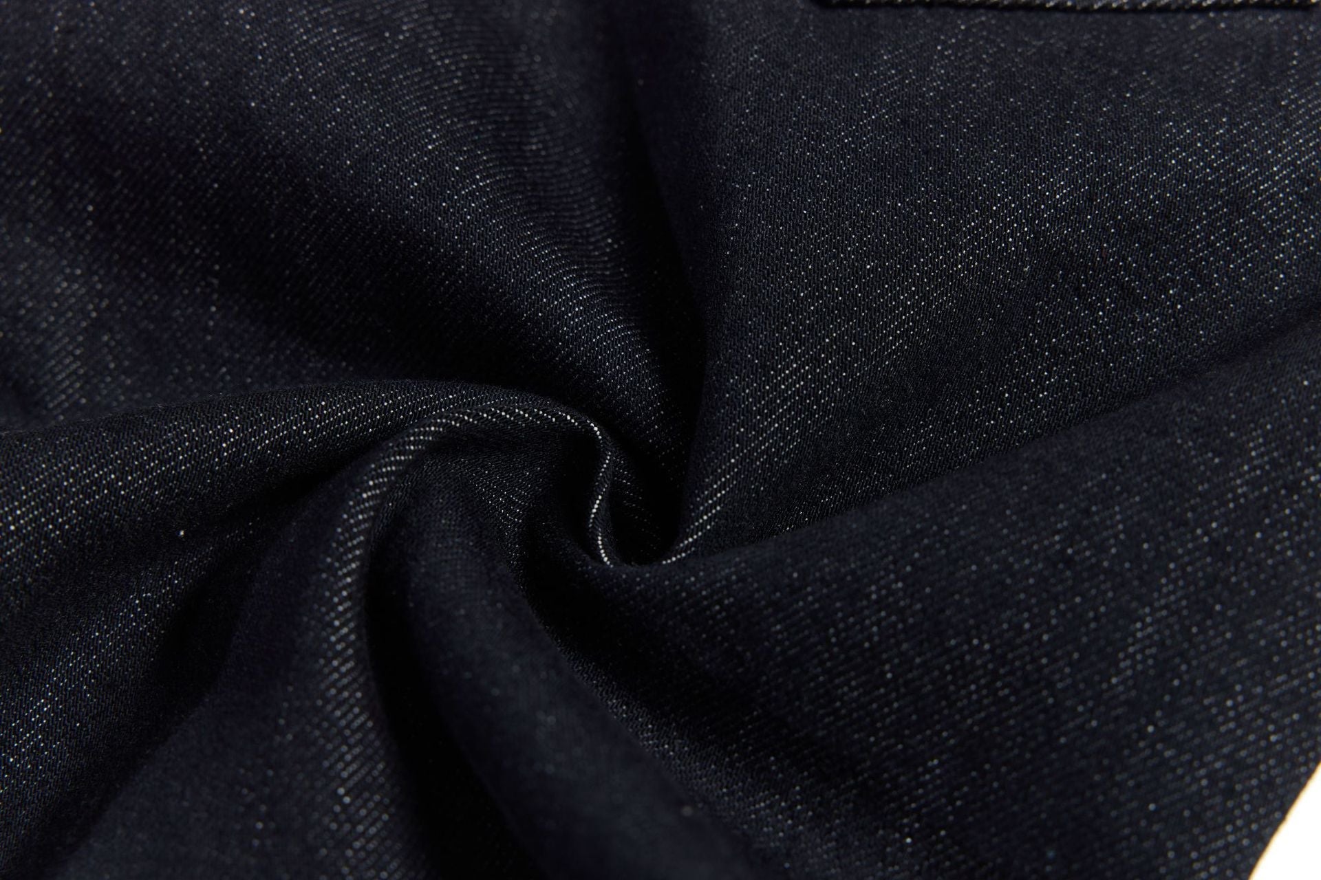 Color Block Embroidery Wide Leg Curved Denim Jeans