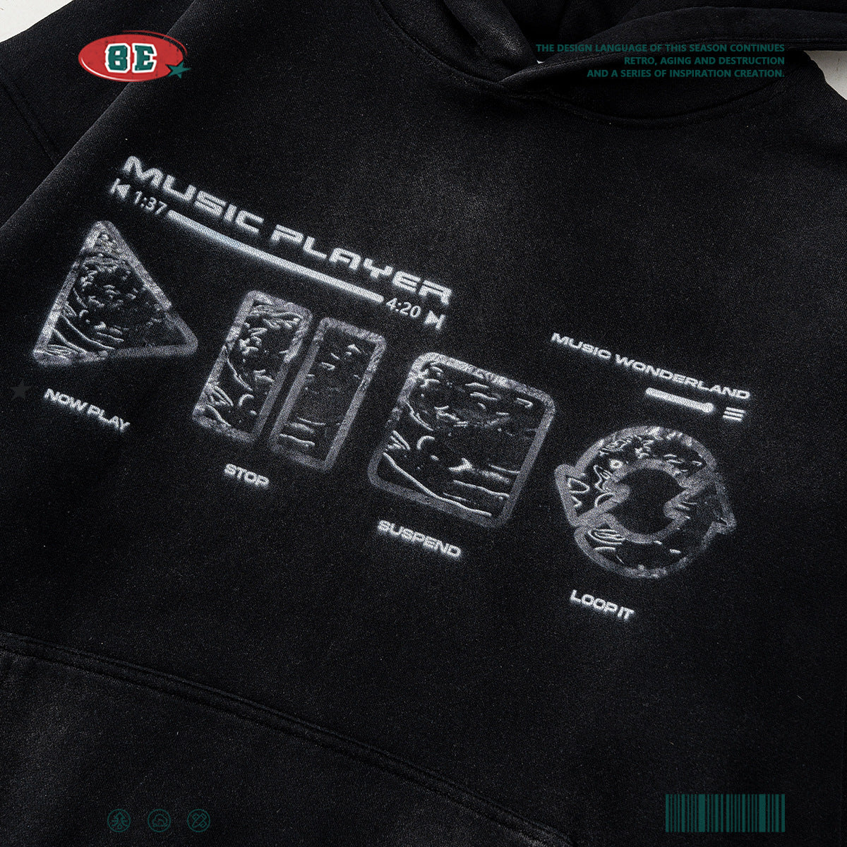 Washed Heavy Weight Print Hoodie