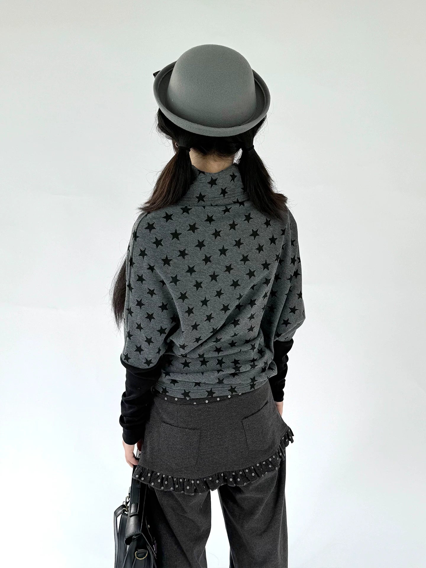 Star Print Wing Detail Layered Long Sleeve T-Shirt