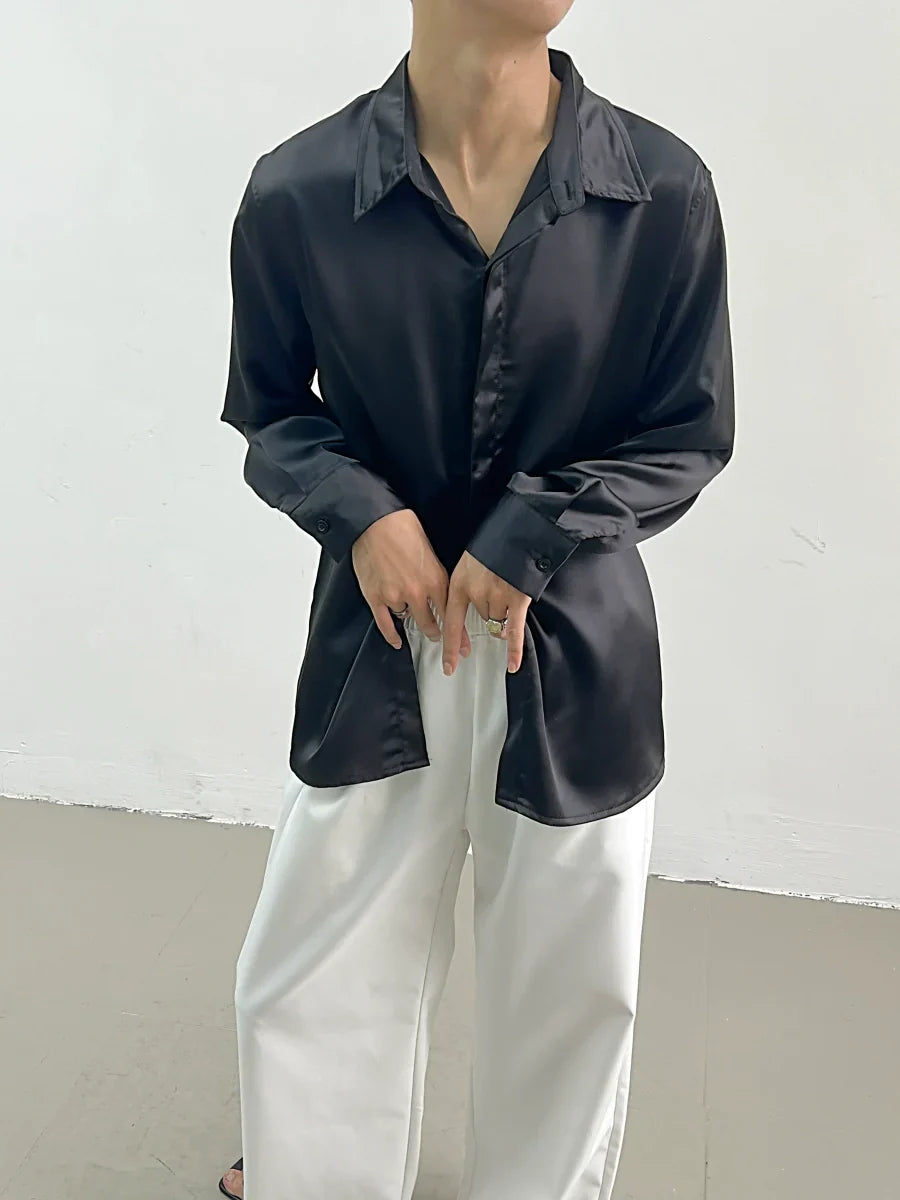 Satin-Touch Long Sleeve Shirt