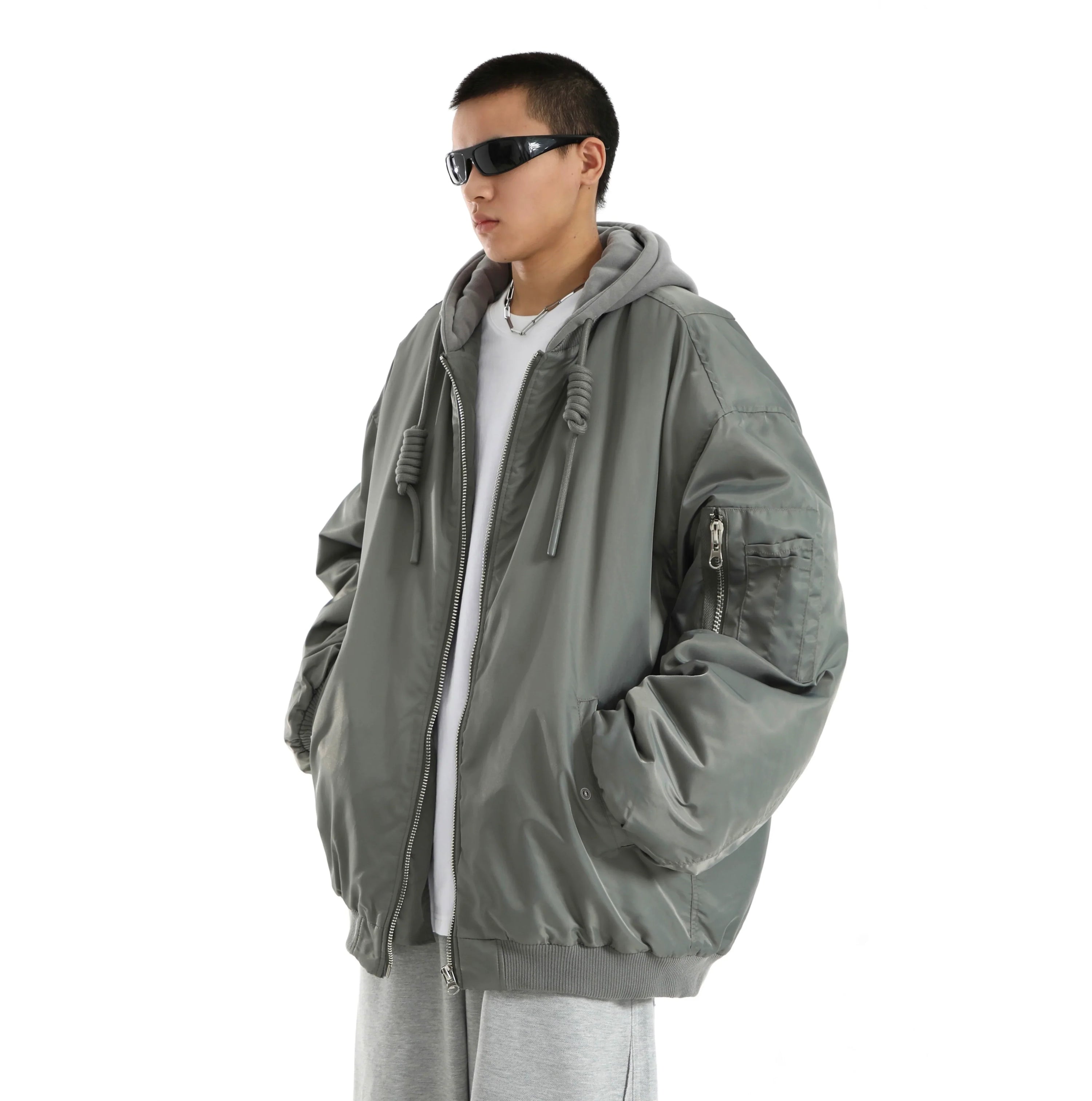 Oversize Zipper Hooded Jacket