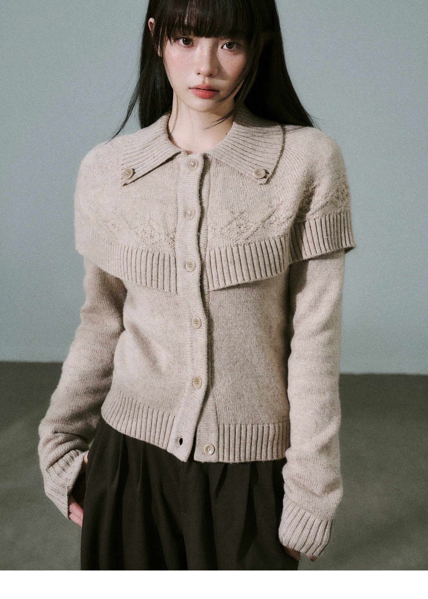 Cashmere Blend Cloak Graphic Knit Cardigan