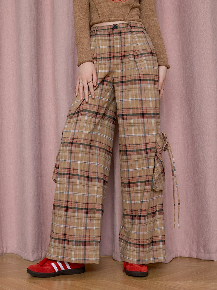 Plaid Wide-Leg Pants