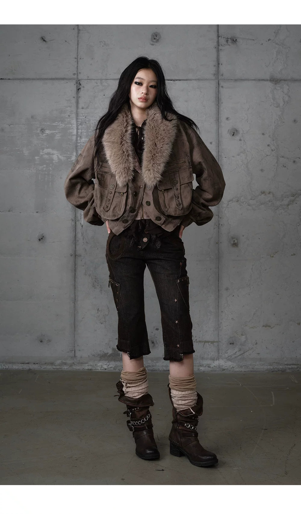 Patchwork Plaid Punk Work Jacket