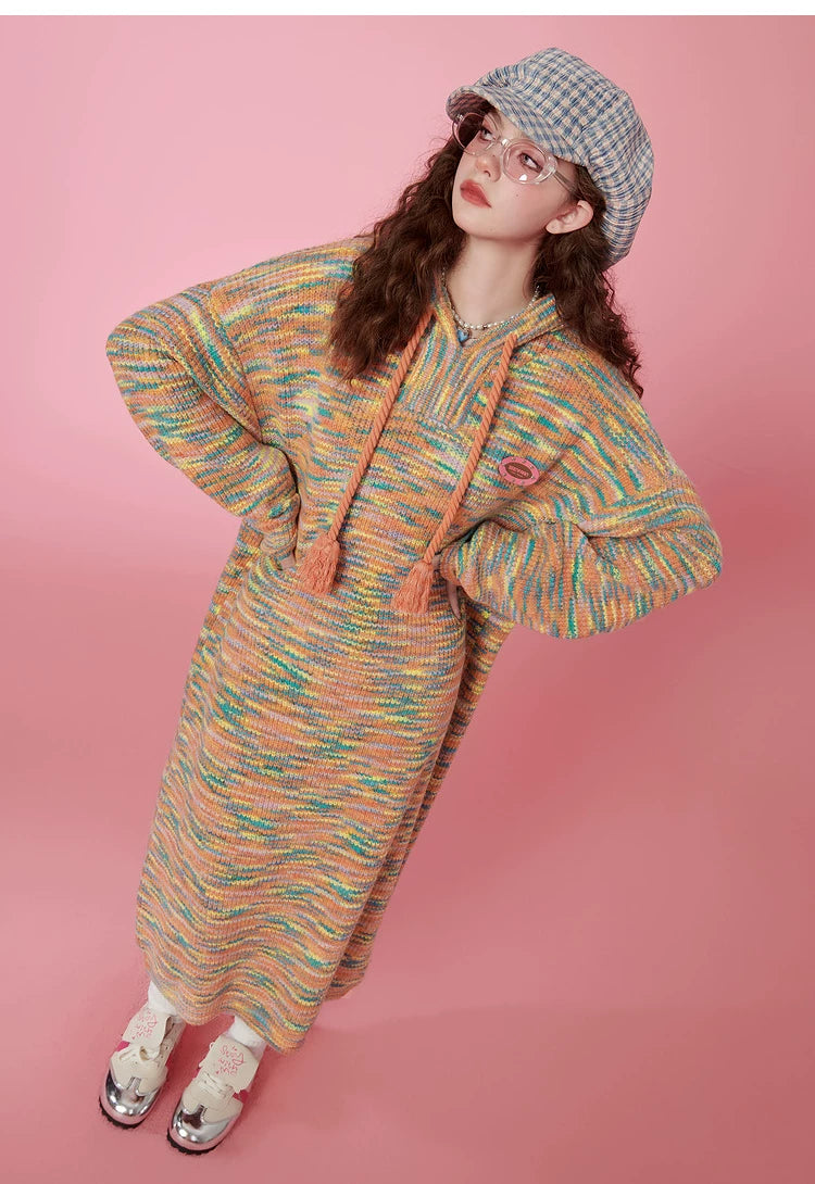 Hooded Knit Sweater Dress