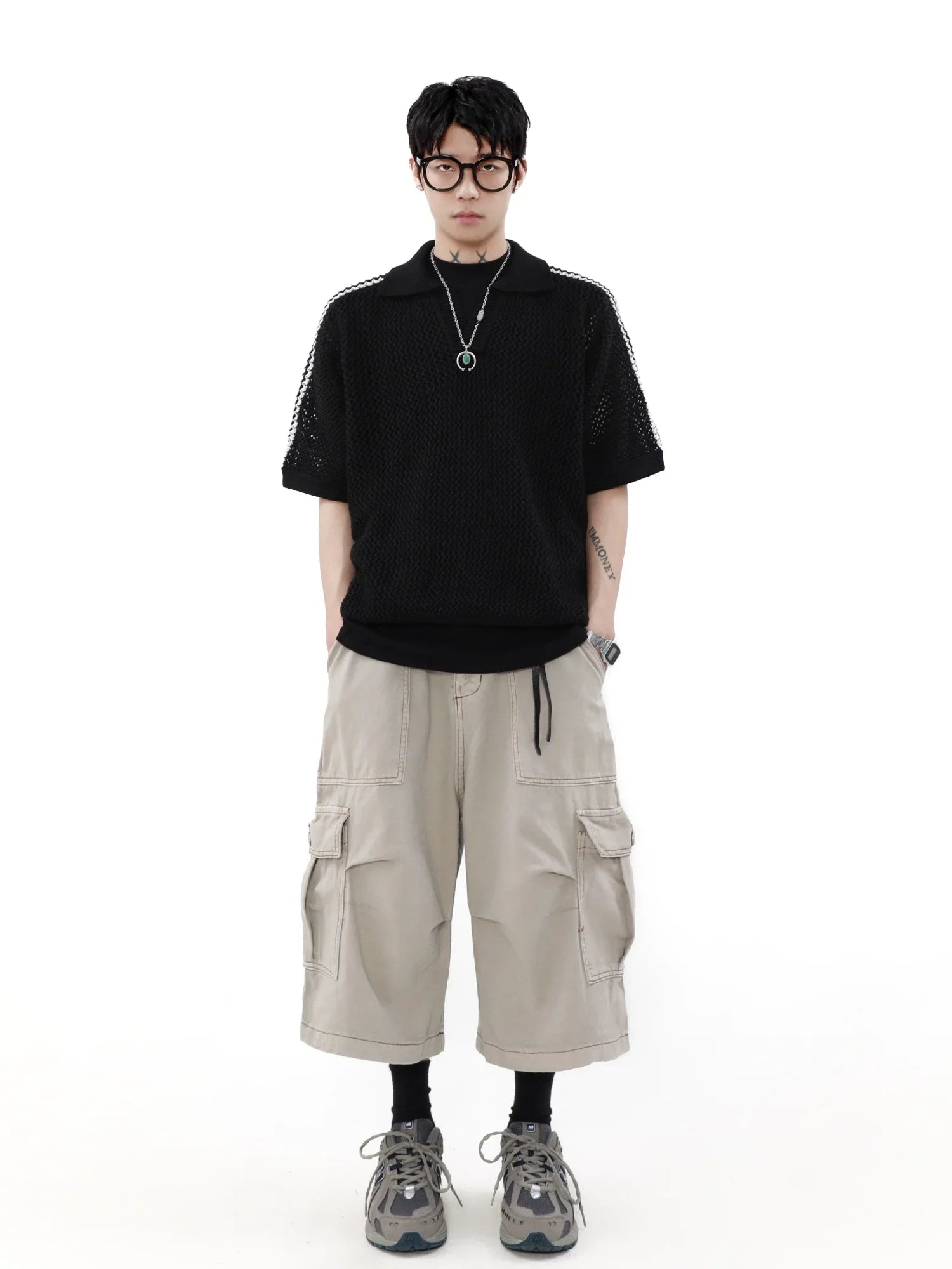 Mesh Short Sleeve Knit Polo Shirt