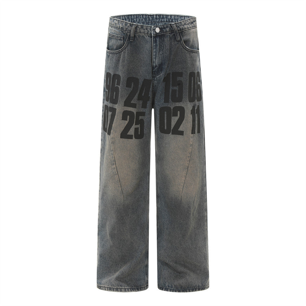 Wasteland Numbers Printed Work Jeans