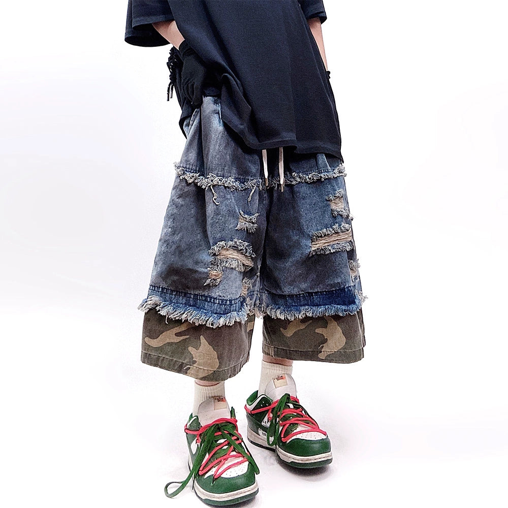 Hip Hop Camouflage Ripped Jorts