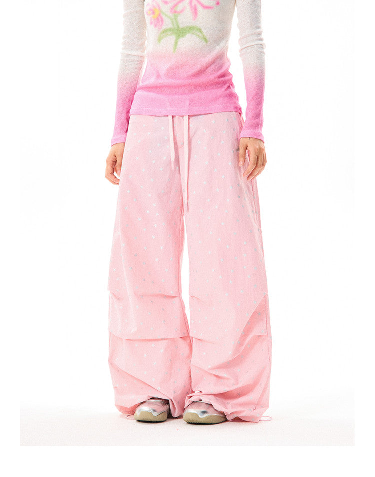 Allover Star Print Wide-Leg Pants