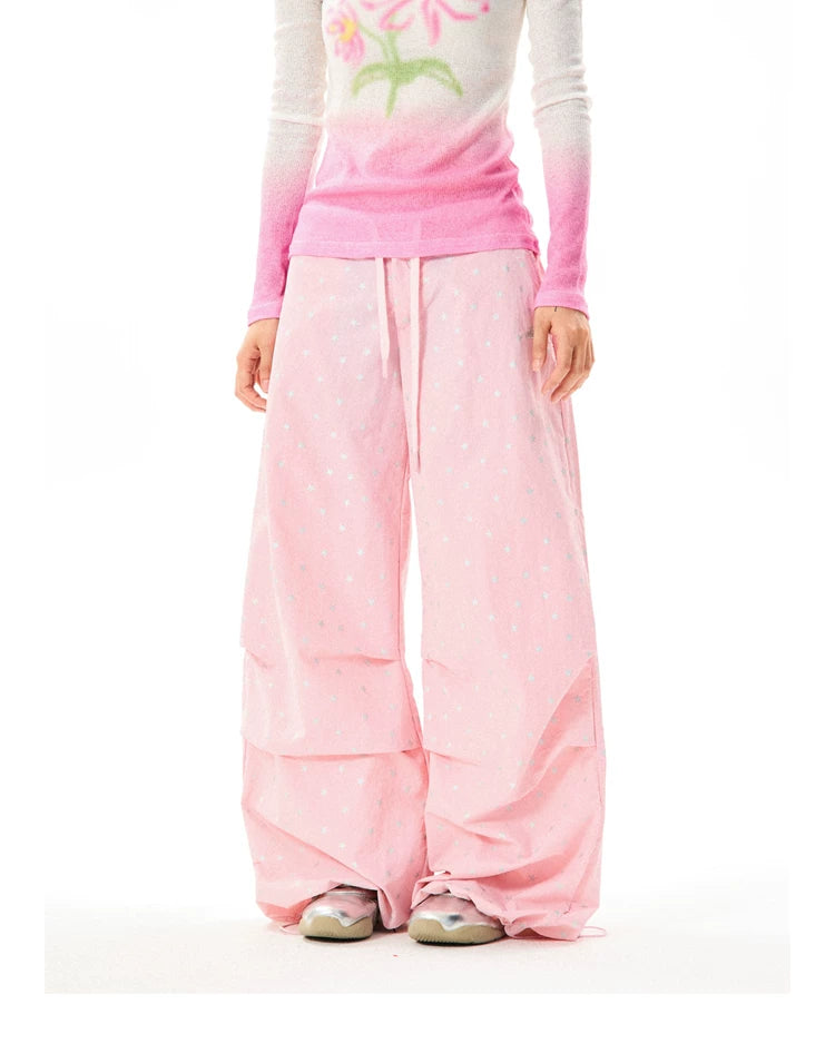 Allover Star Print Wide-Leg Pants