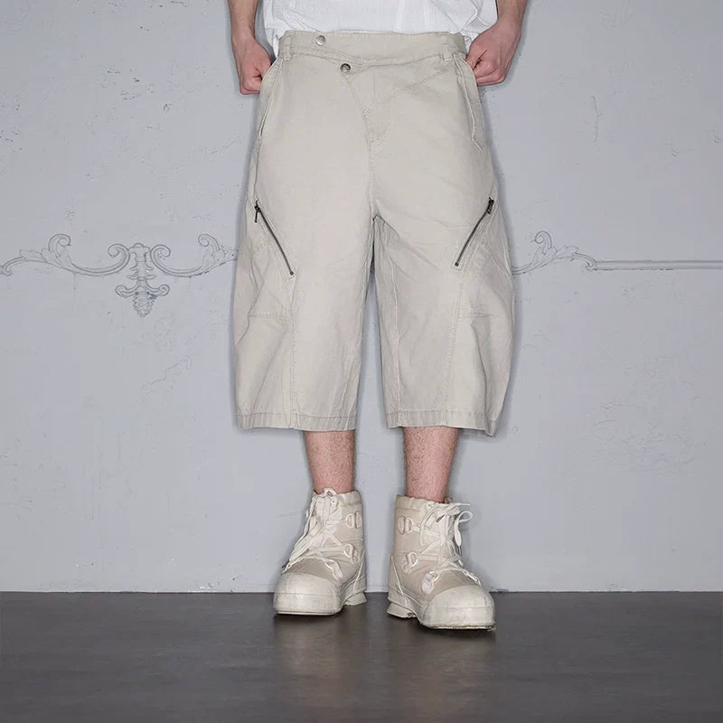 Asymmetrical Functional Deconstructed Curved Hem Cargo Short