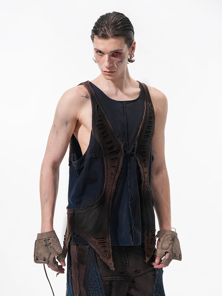 Patchwork Pullover Sweatshirt & Tank Top T-shirt & Short Setup