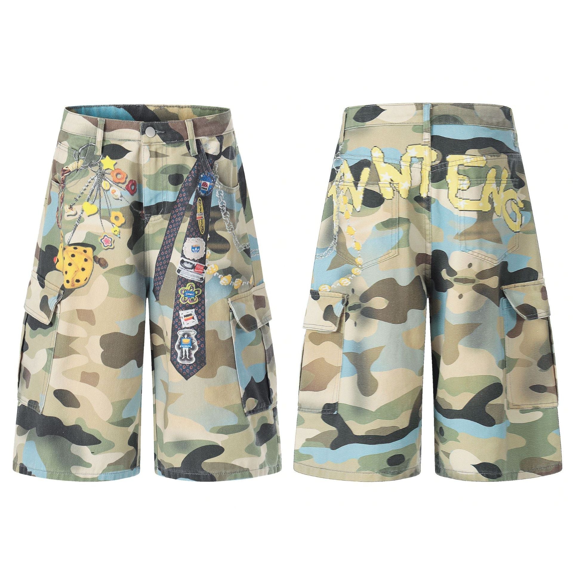Camouflage Chain Charm Cropped Jort