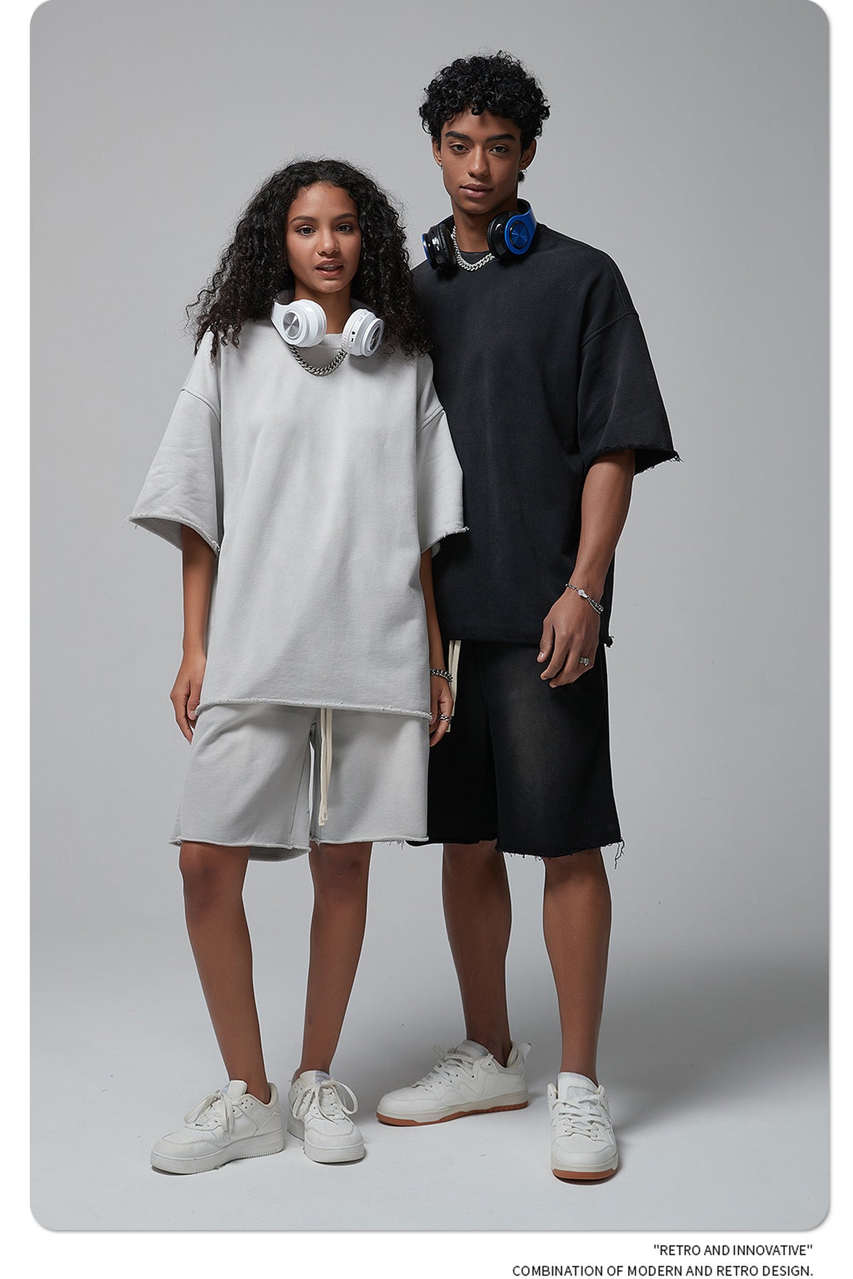 Oversize Spray-dyed Short-sleeve T-shirt & Spray-dyed Short Sweatpants Setup