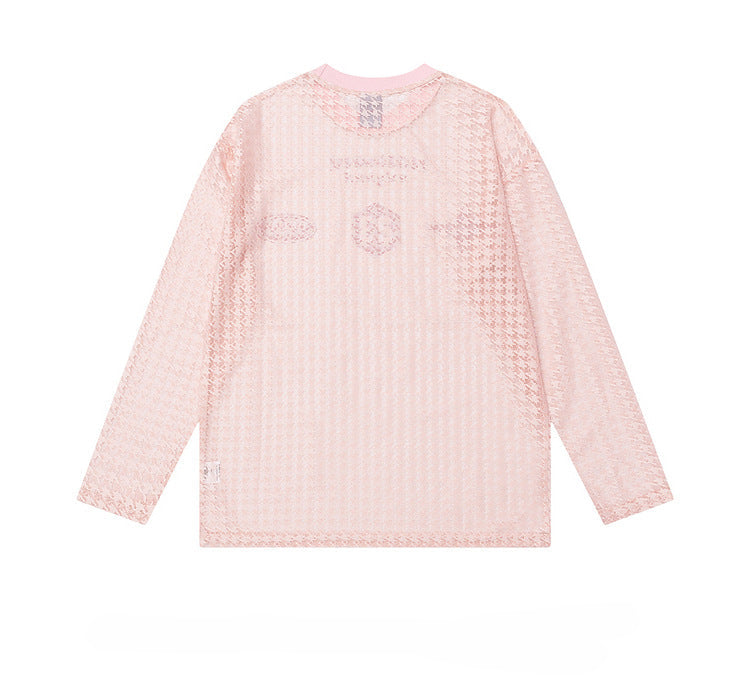 Pink textured shirt on a white background with XIOUYOU branding.