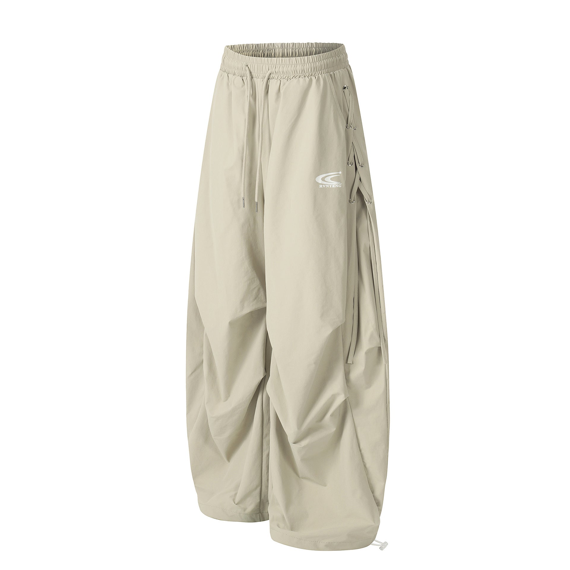 Drawstring Eyelet Wide Leg Pants