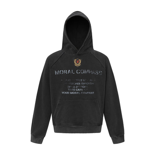 Heavyweight Deconstruction Damage Oversize Pullover Hoodie - Black / M