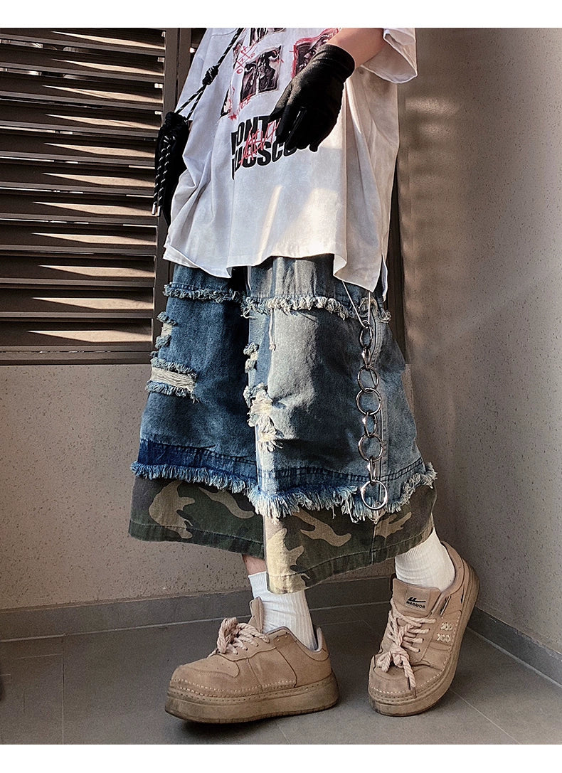 Hip Hop Camouflage Ripped Jorts