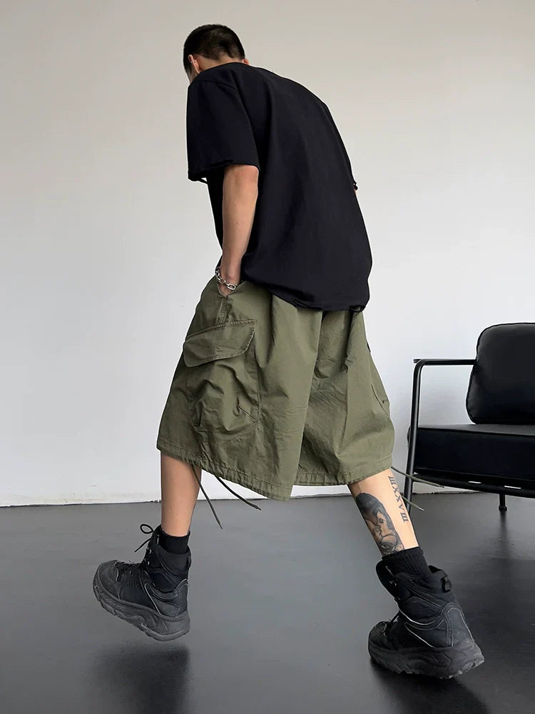 Large Pocket Workwear Wide Leg Short Pants