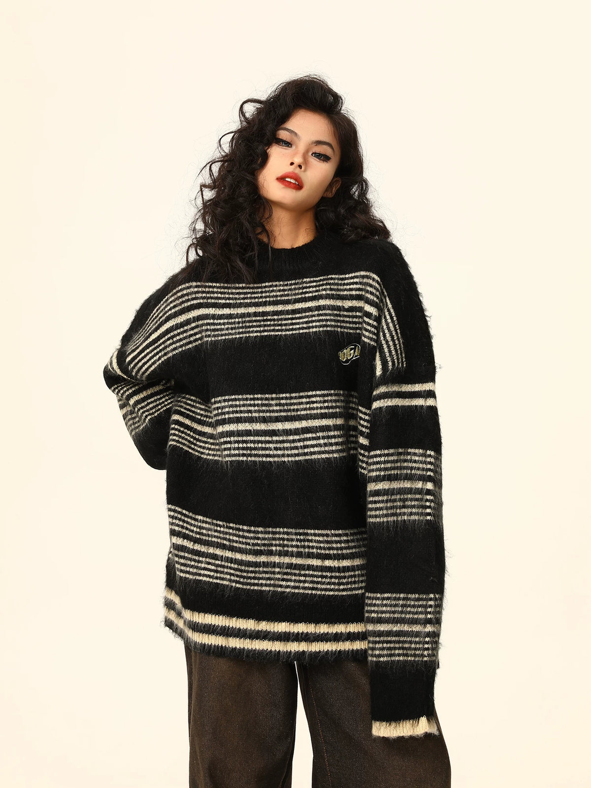 Oversized Striped Knit Sweater