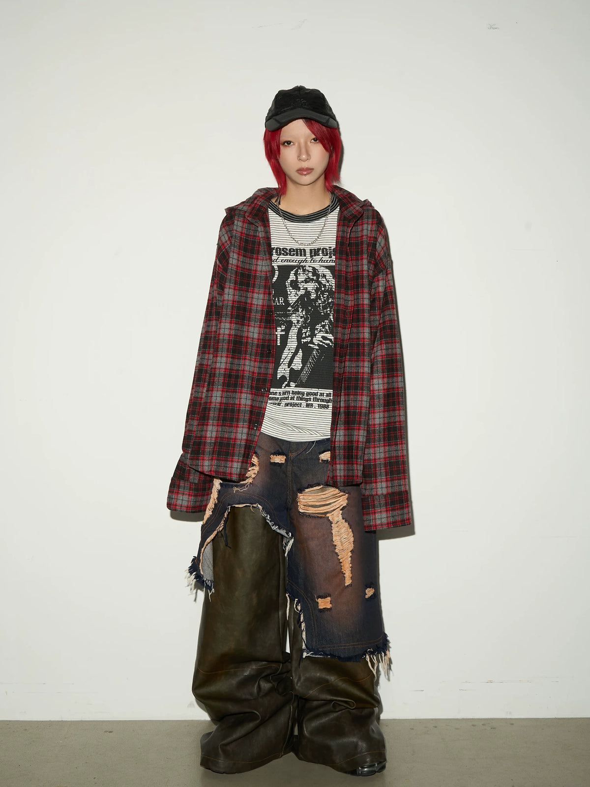 Stripe Graphic Print Layered Long Sleeve T-Shirt