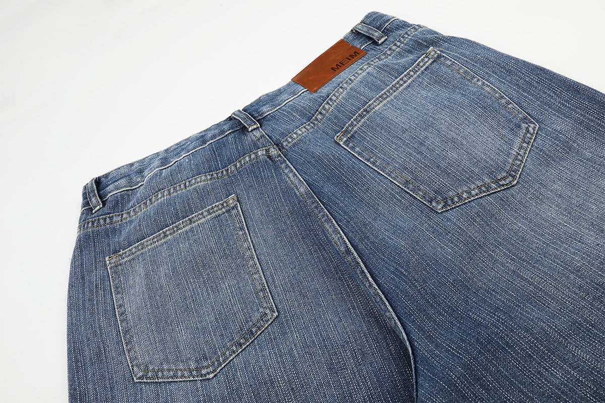 Embroidery Bead Wide Leg Short Denim Pants