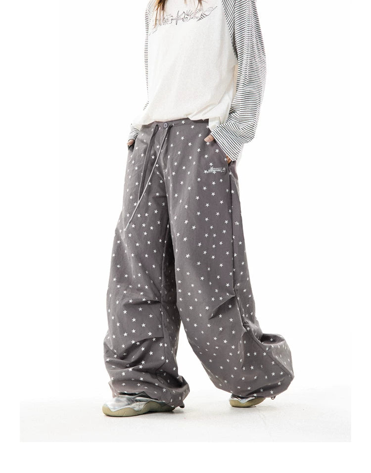 Allover Star Print Wide-Leg Pants