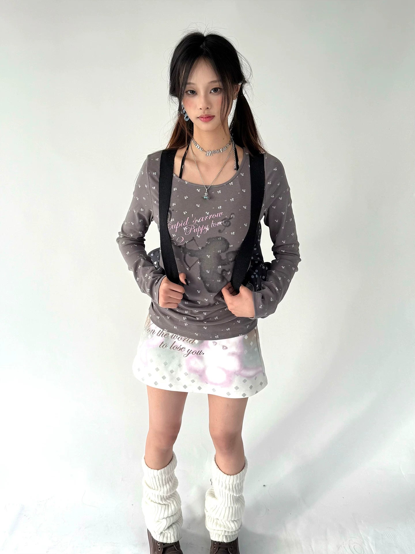 Graphic Print A-Line Short Skirt