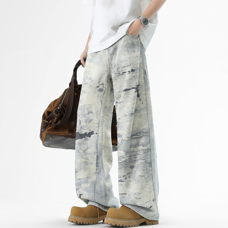 Washed Ink-Splashed Jeans