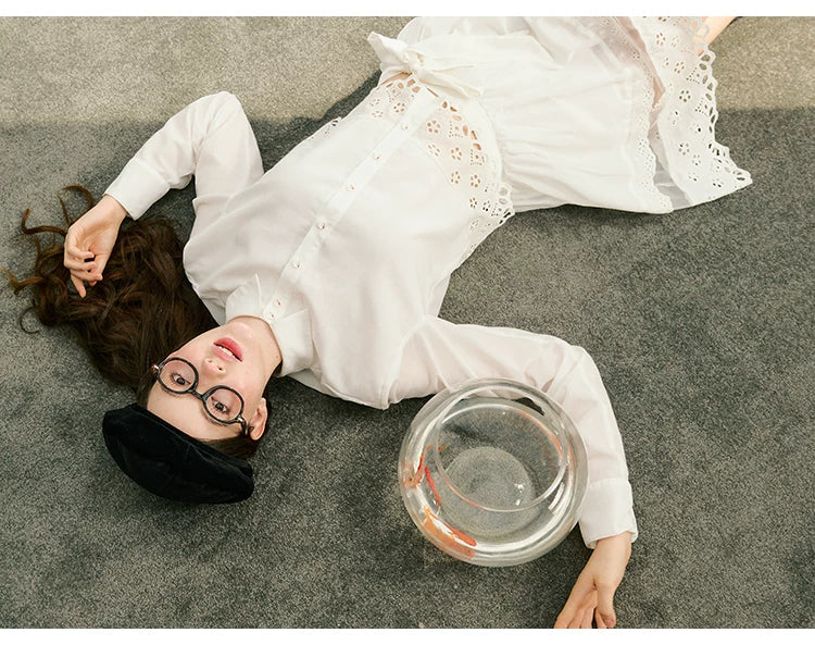 Lace Long Sleeve Shirt & Lace Short Skirt Setup