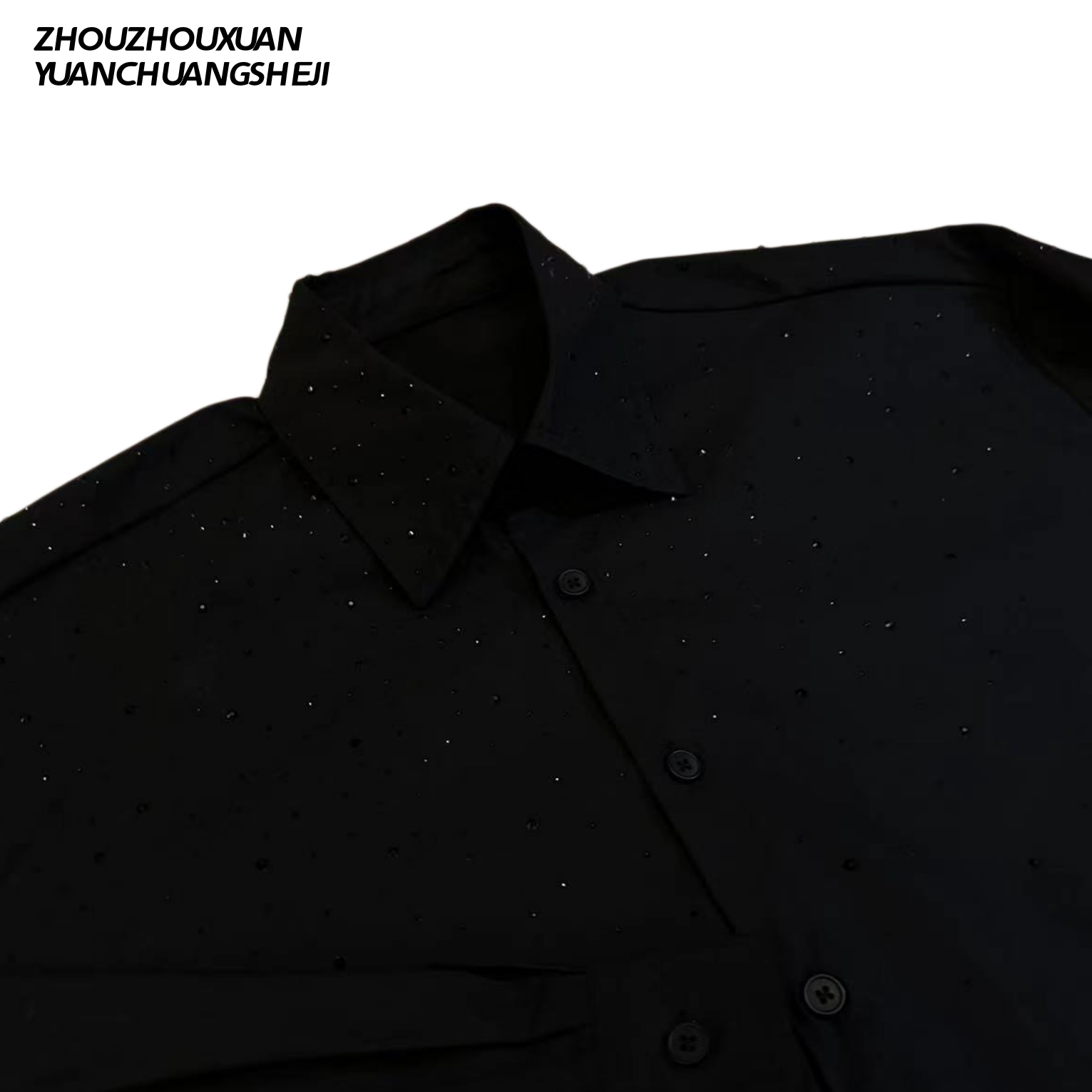 Rhinestone Star Detachable Shoulder-Pad Long Sleeve Shirt
