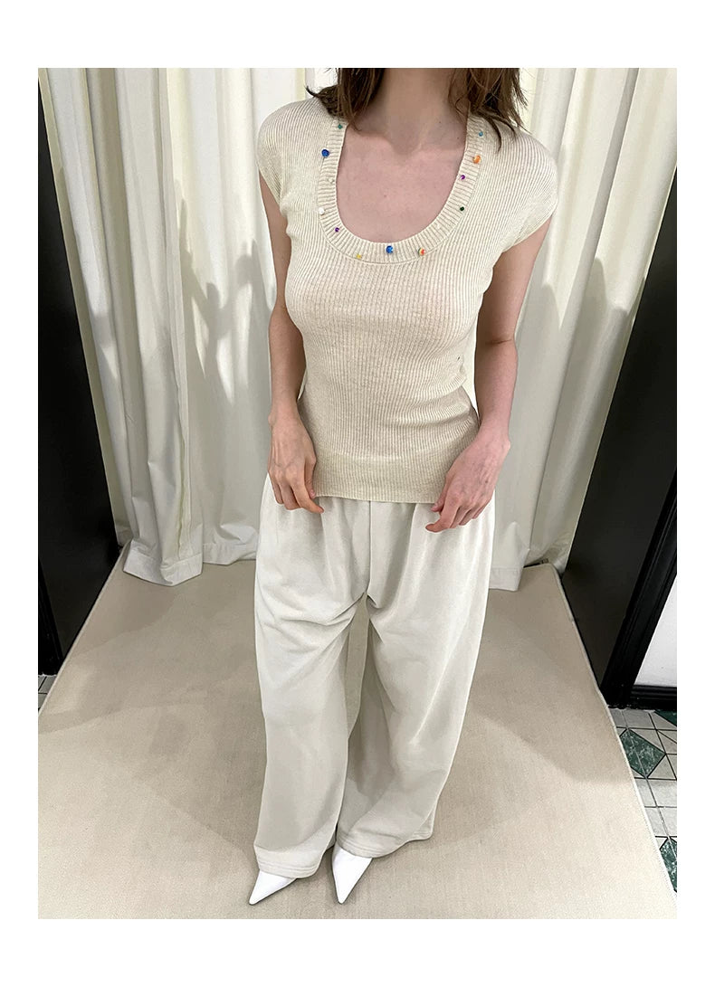 Pearl Design Knit Top