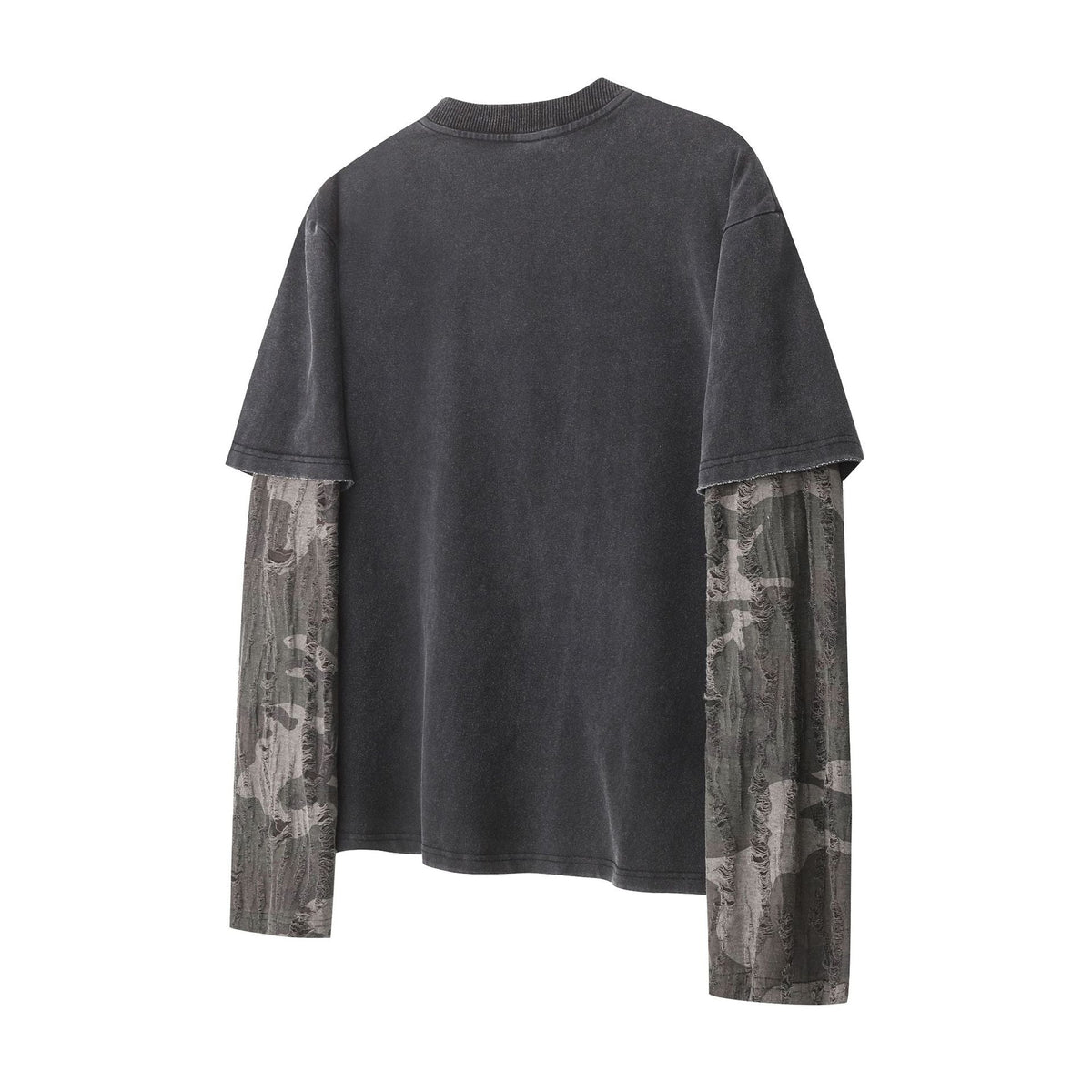 Leopard Horse Print Fake Layered Long Sleeve T-Shirt
