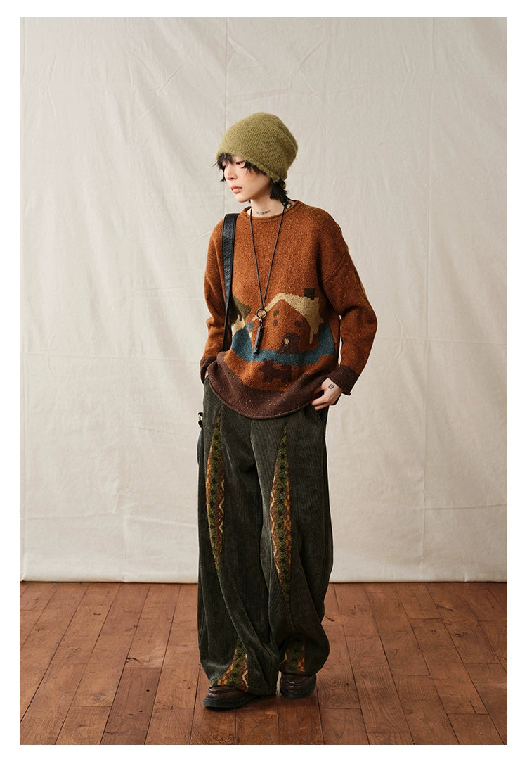 Boho Corduroy Wide-Leg Pants