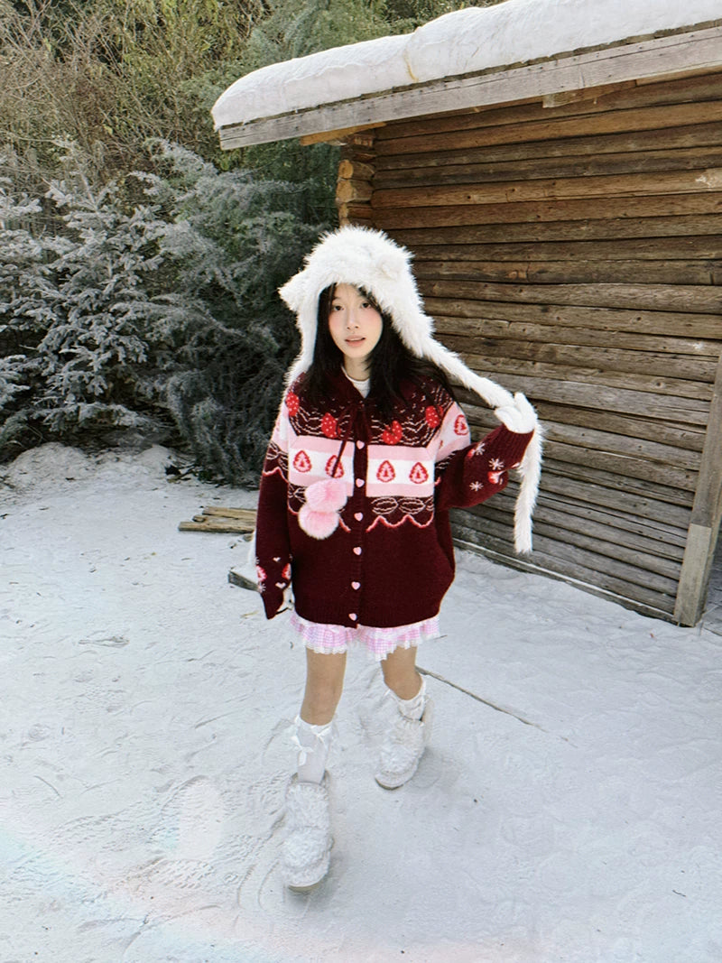 Strawberry Cake Knit Cardigan