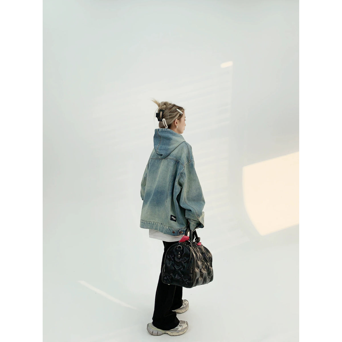Sweat à capuche en jean oversize